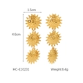 Spécifications de taille pour boucles d'oreilles pendantes tournesol dorées à trois niveaux - Style de tournesol jaune doré (HC-E10231)