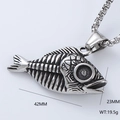 Stainless steel fishbone wing pendant necklace with 42mm length and 23mm width details - Fishbone (Pendant Only)