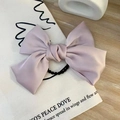 Elegant large light purple satin bow hair clip on a minimalist canvas background - Hair Tie / Purple