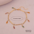 Gold anklet with colorful rectangular rhinestones and detailed copper craftsmanship - 6# Square Style