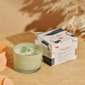 Green crystal macaron scented candle in glass jar with artistic gift box packaging - Gardenia / Green