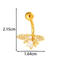 Golden bee belly ring with micro-paved zircons and curved stainless steel bar - Bee Shape - Gold (0198-9#金)