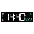 Reloj de pared digital LED de 16 pulgadas con hora, fecha, temperatura y doble alarma - 16" / Carcasa Negra LED Verde