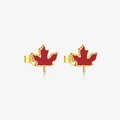 Minimalist S925 sterling silver maple leaf stud earrings in vibrant red enamel finish - Maple Leaf