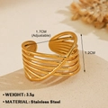 Minimalist gold-plated stainless steel layered cross heart ring with adjustable band - Gold