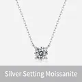 Silver-plated Moissanite necklace with round cut solitaire pendant on delicate O-chain - Solitaire Necklace 1 Carat (N12867)