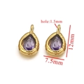 Purple teardrop glass crystal pendant with gold stainless steel frame for DIY jewelry - Lavender