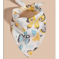 White cotton pet bandana with yellow and blue butterfly print for dogs and cats - L / Pattern 33/White Yellow Blue Butterfly