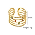 Detail of 13mm gold multi-layer ring with colorful gemstones weighing 1.9g - Multi-color Gemstone Ring