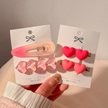 Y2K style pink dopamine hair clip set with matte resin hearts for girls hair styling - Set of 4 / Peach and Heart Combo