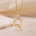 Minimalist golden letter Q pendant necklace with rope chain and textured finish - Gold Letter Q (Pendant Only)