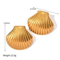 Chic ocean style double shell stud earrings in 18K gold finish with 3.27cm drop - Gold Single Shell Titanium Steel Stud Earrings 22581_1