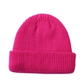 Vibrant rose red knitted beanie hat with cozy cuffed design for winter warmth - One Size / Rose Red