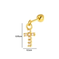 Goldener Kreuz-Ohrstecker mit klaren Zirkonsteinen, 0,95 cm Höhen-Detailansicht - Kreuz (2640-8#) / Gold