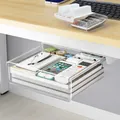 Medium size transparent under-desk hidden drawer organizer with 245x232x70mm dimensions - Transparent / 52mm Riser / Medium