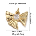 Golden bow pendant with square zircon inlay made of copper for DIY jewelry crafting - YSN009-04 Gold Square Zircon Bow