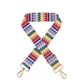 Adjustable bohemian polyester bag strap with vibrant geometric patterns and gold metal hardware - Ethnic Style 1