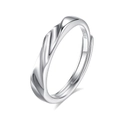 Minimalist S925 sterling silver wave twisted ring with a polished bright silver finish - Male Style