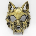 Halloween Wolfsschädel Halbmaske in Antik-Bronze-Gold für Cosplay-Partys - Werwolf (Gold)