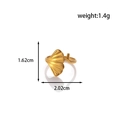 Anello regolabile con foglia di ginkgo dorata in acciaio inossidabile, opaco, 1,4g - Foglia di Ginkgo-Oro