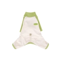 Dog thermal jumpsuit in cream and green color-block with Exploring badge detail - S / Green