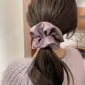 Elegant lavender satin scrunchie with a silk finish for a stylish ponytail look - 12.5CM / Pink Purple