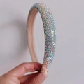Sparkling wide padded headband with colorful rhinestones and soft inner lining - AB Mixed Color