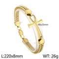 Bracciale in acciaio inossidabile intrecciato dorato a doppia fila con croce Ankh - Oro