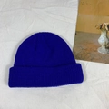 Classic knitted beanie in royal blue color with a folded brim design for winter warmth - One Size / Blue