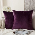 Soft purple velvet square pillow covers on a sofa in a cozy, minimalist home setting - 30*50cm (No Insert) / Eggplant Purple