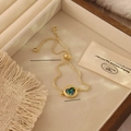 Pulsera ajustable de cobre bañado en oro de 18K con colgante de corazón de abalón - 4# Estilo Corazón
