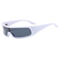 White frame punk wraparound sunglasses with grey lenses for outdoor sports and Y2K style - Matte White Frame Gray Lens