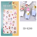 Stickers ongles 5D Noël avec pingouins et flocons pour manucure d'hiver 5D-K280 - 5D-K280