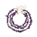 Three natural purple amethyst chip necklaces with gold-plated lobster clasps and chains - Purple