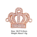 Rose gold crown pendant connector with cubic zirconia for jewelry making, 18x13.5mm size - Rose Gold Crown Dual Ring (L0517-C)