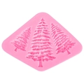 Pink silicone mold with three Christmas tree patterns for DIY fondant and resin crafts - Christmas Tree Shape (50-1530) / Pink