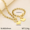 Set collana e bracciale in acciaio dorato con ciondolo a cuore e catena spessa chiusura OT - Bracciale / Oro (KS194070-Z)