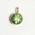 Pendentif pierre de naissance verte 6mm avec serti doré et anneau pour bijoux DIY - Or - Août