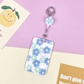 Floral ID card holder with retractable badge reel and blue-green flower pattern - Light Blue Flower Badge Reel / Teal