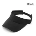 Classic black open-top sun visor hat with cotton fabric and adjustable strap for women - Black