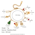 Bracelet en acier inoxydable plaqué or 18K avec breloques de Noël et mesures détaillées - Bracelet à Maillons avec Charms de Noël Fait Main - Or