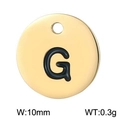 Polished gold titanium steel round pendant with black enamel letter G, 10mm DIY charm - Letter G Gold (KLJ1384-Z)