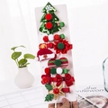 Christmas hair clips set featuring sequins tree and red bows on a display card - 10-Piece Sequin Pom Christmas Tree Set