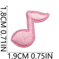Pink music note embroidered patch with 1.8cm by 1.9cm size measurements on white background - Light Pink Music Note Style (35号)
