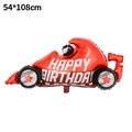 Detail view of 54x108cm red racing car foil balloon with Happy Birthday lettering - Birthday Racing Car Style