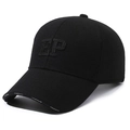 Berretto da baseball invernale nero in lana con ricamo 3D EP e testo fashion sulla visiera - Regolabile / EP Nero Ricamo Nero
