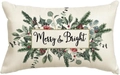 Linen Christmas pillow case with Merry & Bright print and festive botanical patterns - Style L (Single-sided)