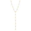 Elegant gold Y-shaped titanium necklace featuring circular disks and sparkling zircon stones - Round Drill