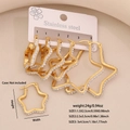 Three-pack of gold stainless steel star earrings with pavé crystals in varying sizes - Star / 3 Pairs (2.5/3.5/4.5cm)