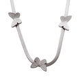 Collana con farfalla in argento e catena a serpente in acciaio inossidabile lucido - Color Acciaio